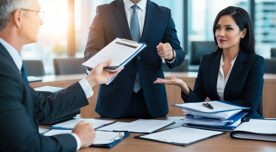 A specialized DUI lawyer in Arizona confidently representing a client in a courtroom, surrounded by legal documents and confidently arguing their case